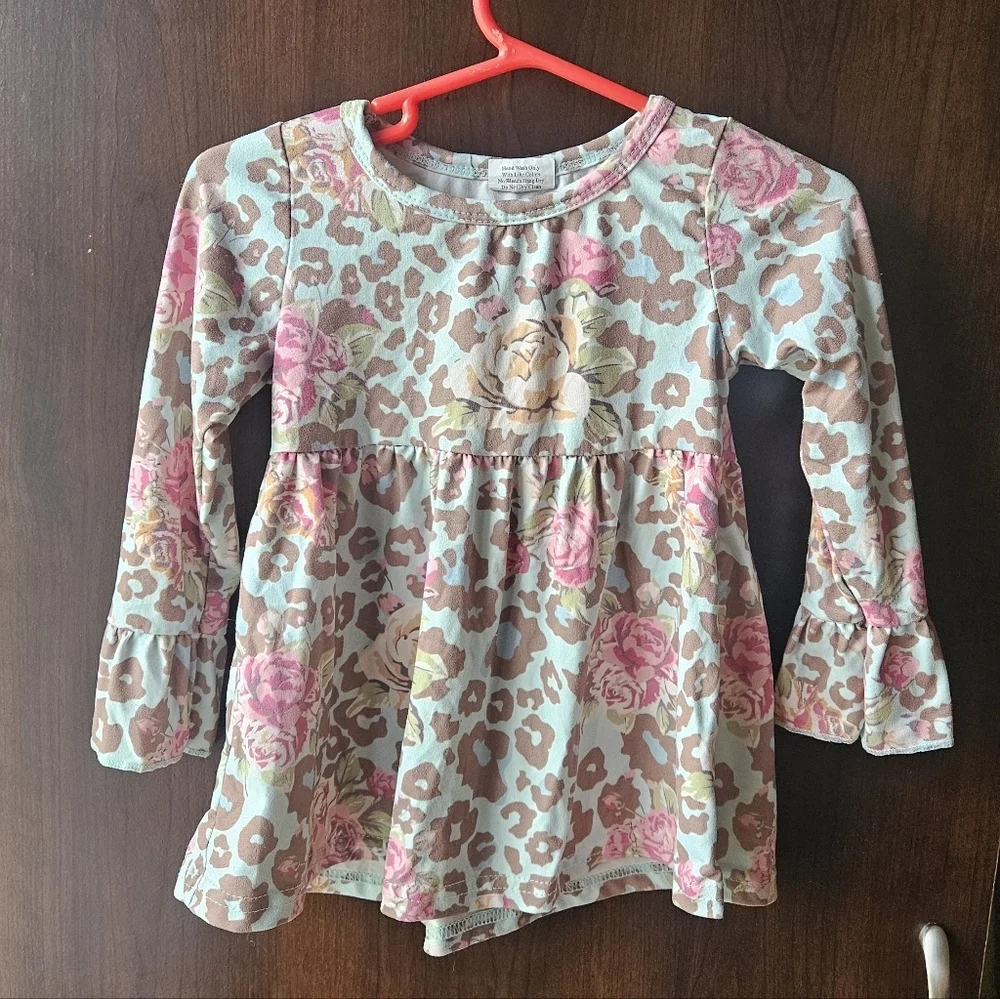 Floral and Leopard Print Kids Top